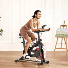 Adjustable Exercise Bike – Stationary Indoor Cycling Bike with Silent Belt Drive LCD Monitor Comfortable Seat Heavy Flywheel