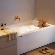 48" x 30" Contemporary Alcove Acrylic Bathtub Soaking Tub with Left Hand Drain Overflow Hole Integral Flange (White)