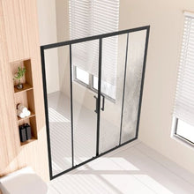 Semi-Frameless Shower Door 57.8-59 W x 70 H in Matte Black Double Sliding
