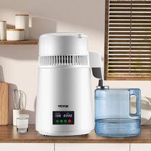 1.1 Gal Water Distiller 750W 0.3 Gal/H Stainless Steel Countertop Maker with Timer Temp Display Plastic Carafe Cleaning Powder & 3 Carbon Packs - White