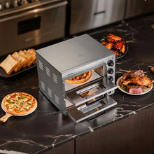 14" Commercial Countertop Pizza Oven Double Deck Stainless Steel Electric Oven with Stone for Restaurant & Home Baking