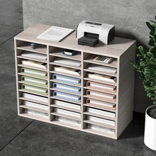 27 Slot Wooden Literature Organizer File & Mail Sorter with Adjustable Shelves – (Grey)