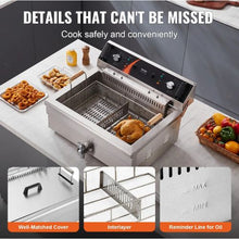 Commercial Deep Fryer 3000W Electric Turkey Fryer 30.6Qt/29L Stainless Steel with Basket & Temp Control Silver
