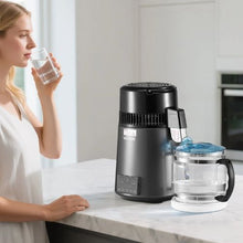 4L Water Distiller 1.1 Gallon Pure Water Purifier for Home 750W Distilled Maker with Glass Pot & Stainless Steel Interior - (Grey)