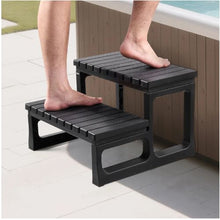 2-Step Hot Tub Steps 23.6" Wide 320 lb Capacity Spa Stairs for Hot Tubs Pools & Campers (Black)