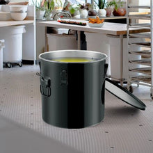 10-Gal Fryer Grease Bucket Stainless Steel Oil Disposal Caddy with Rust-Proof Coating Lid Lock Clips Filter Bag – (Black)