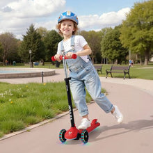3-Wheel Kick Scooter for Kids 3+ Light-Up Wheels Adjustable Handlebar Anti-Slip Deck Lightweight Aluminum Frame (S789R)