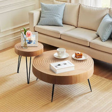 Round Coffee Table Set 31.3-Inch Coffee Table with End Table Metal Legs (2-Piece)
