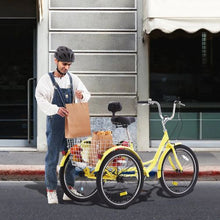 20 Inch Three-Wheeled Bicycles 3 Wheel with Basket & Adjustable Seat for Seniors Women Men