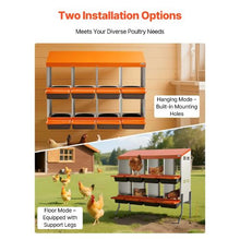 8-Compartment Chicken Nesting Box Roll-Away Egg Box with Legs Steel & Plastic for Hens (Orange)