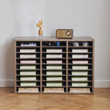 27-Compartment Wooden Literature Organizer Mail Sorter – (Black/Grey)
