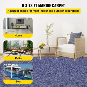 18' Ft Deep Blue Marine Carpet Garage Outdoor Area Rug Runner Anti-Slide Porch Rug Marine Grade Carpet