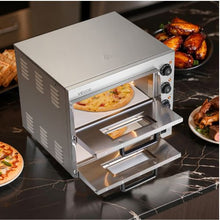 Commercial Countertop Pizza Oven 16" Double Deck Stainless Steel Electric Oven with Stone for Restaurant & Home Baking
