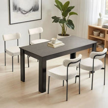 Boucle Dining Chairs with Curved Backrest and Black Metal Legs for Dining Table&Kitchen Table (Set of 2)