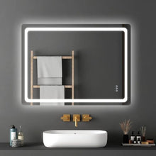 36" x 48" LED Bathroom Mirror with Anti-Fog Frontlit & Backlit Dimmable 3-Color Temperature Wall Mounted