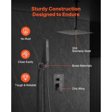 12" Square Ceiling Mount Rainfall Shower System – (Matte Black)