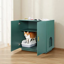 31.5-Inch Cat Litter Box Enclosure Hidden Wooden Cabinet with Ventilation Holes Double Doors Fits Most Litter Boxes