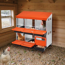 2-Tier Chicken Nesting Box 6-Compartment Roll-Out Egg Box for Hens Ducks & Poultry