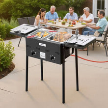 Dual-Tank Propane Deep Fryer 8 Qt x 2 Stainless Steel Fryer with Dual Baskets & Heat Control