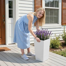 22" Tall Planters Large White Tapered Outdoor Flower Pots with Casters Inner Pots & Drainage (Set of 2)