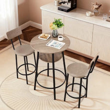 23.5 In Bar Table Set with Two Stools for Office Desk Breakfast Corner (Light Gray Black)