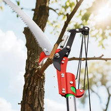 27 Ft Extendable Manual Pole Saw Tree Pruner with Scissors & Sharp Steel Blade for High Branch Trimming