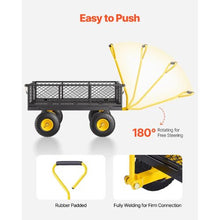 900 LBS Heavy-Duty Steel Garden Cart Utility Wagon with 10" Tires & Removable Mesh Sides