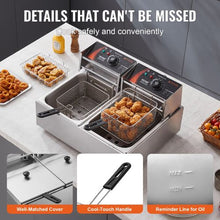 Commercial Deep Fryer 3000W Dual Tank Electric Fryer 2 x 9.1Qt/8.6L Stainless Steel with Temp Control