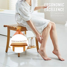 20-Inch Teak Shower Stool Waterproof with Storage Shelf 400 LB Capacity