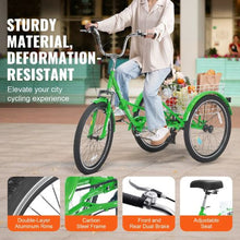Folding Adult Tricycle 24", 7-Speed Carbon Steel 3-Wheel Cruiser Bike with Basket & Adjustable Seat for Women Men