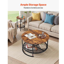31.5-Inch Round Coffee Table Set Coffee Table with 2 End Tables Metal Legs (3-Piece)