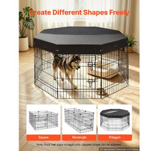 Dog Playpen 30" 8-Panel Foldable Metal Fence with Door & Top Cover (Black)