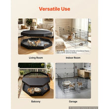 Dog Playpen 24" 8-Panel Foldable Metal Fence with Door Cover & Pad (Black)