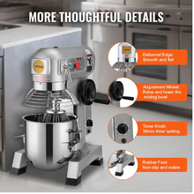 Commercial Food Mixer 30 Qt 1100W 3-Speed Dough Hook & Whisk