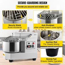 Commercial Food Mixer 7.3 Qt 450W Dual-Rotating Dough Mixer with Stainless Steel Bowl Safety Shield & Timer