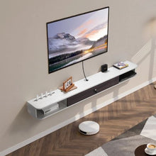 70 In Floating TV Stand, Wall Mount Entertainment Center with Cable Hole Modern TV Shelf with Storage Cabinet - (White)