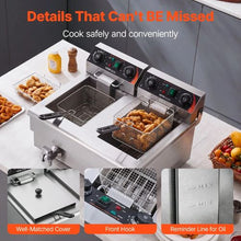 Commercial Deep Fryer 3000W Dual Tank Electric Countertop Fryer 2 x 11.6Qt Stainless Steel with Baskets & Temp Control