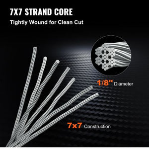 1/8 Inch 7x7 Strand T316 Stainless Steel Braided Aircraft Cable 500FT