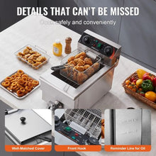 Commercial Deep Fryer 1500W Electric Fryer 11.6Qt/11L Stainless Steel with Basket & Temp Control