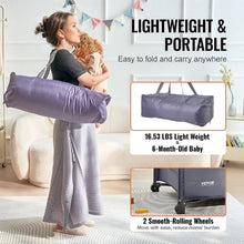 Baby Playpen Travel Crib Quick-Folding with Wheels Breathable Mesh & Travel Bag Portable Kids Activity Center for 0-36 Months