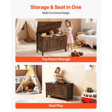 Kids Wooden Storage Bench with Safety Hinge (Brown)
