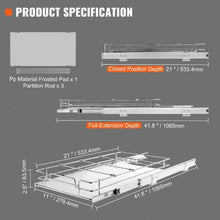 11W X 21D X 3.15H Inches Heavy Duty Slide Out Pantry Shelves Steel Roll Out Drawers Sliding  for Kitchen LX-C9261B