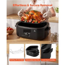 18QT Electric Roaster Oven, 1450W Metal Self-Basting Lid Defrost & Warm Functions Removable Pan & Rack (Black)