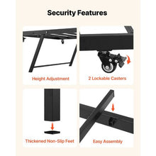 Twin Metal Daybed with Pop-Up Trundle Space-Saving Heavy-Duty Frame 2 Lockable Casters (Black)