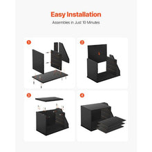 4-Compartment Wooden Literature Organizer Mail Sorter with Side Storage – Black