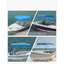 4 Bow Boat Bimini Top – 600D Waterproof Polyester Canopy Aluminum Frame Sun Shade Awning with Storage Bag 96 L x 79-84 W x 54 H (Pacific Blue)