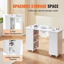 Rolling Nail Table with Electric Dust Collector (White)