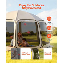 15 x 13.8 ft Pop-Up Screen Tent 12–15 Person Large Screened Canopy Shelter with Netting Sides Stakes & Carry Bag – (Beige)