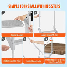 4-Step Dock Ladder Adjustable 30''-38'' Height 500 lbs Capacity Aluminum Dual Handrails