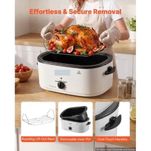 22QT Electric Roaster Oven 1450W Viewing Lid Defrost & Warm Functions Removable Pan & Rack (White)